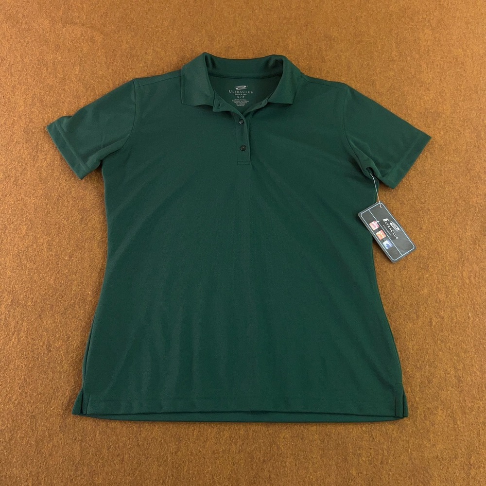UltraClub Mens Size Small Dark Green Cool & Dry Short Sleeve Polo NWT